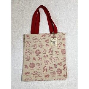 PASTA Cotton Canvas Tote Reusable Shopping Bag Red Cream Chef Gift Ecofriendly